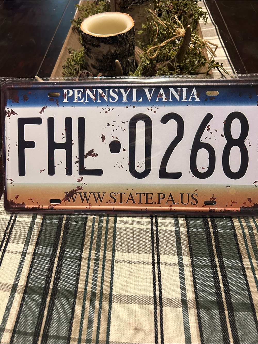 Pennsylvania License Plate Wall Décor - White & Blue